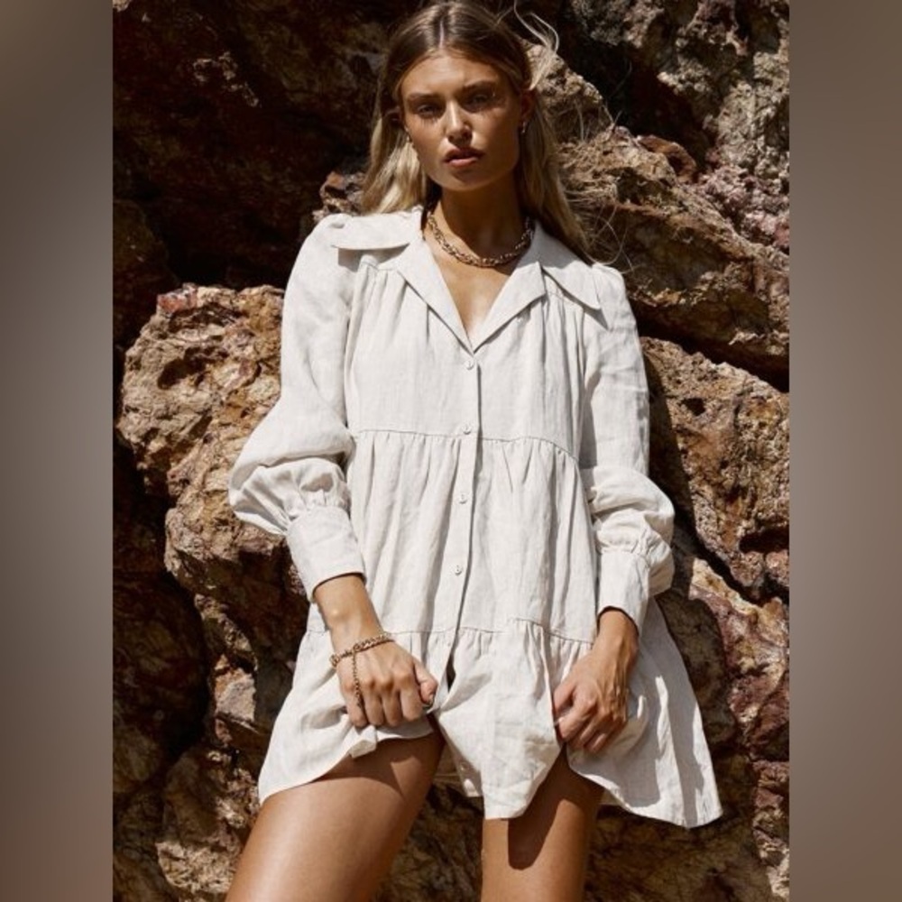 DISSH eloise natural linen mini dress - Picture 4 of 16